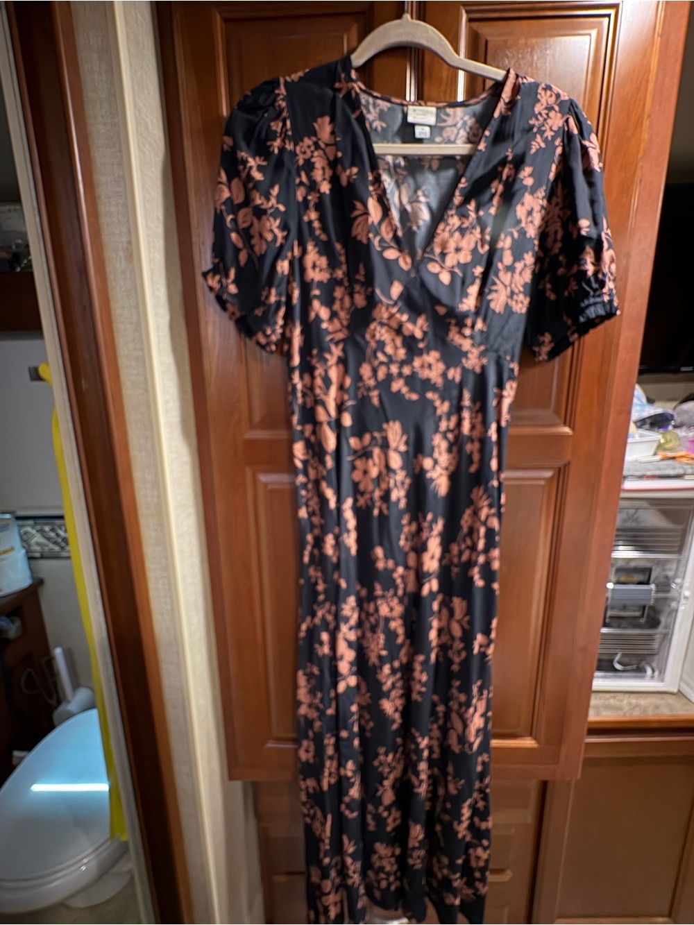 a new day Black Floral Maxi Dress with Rust Floral Print